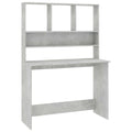vidaXL Engineered Wood Desk with Shelves - Space-Saving Vertical Design - Concrete Gray - Ideal for Small Offices and Dorm Spaces - Size: 43.3"x17.7"x61.8"