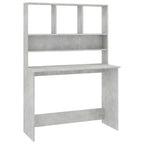 vidaXL Engineered Wood Desk with Shelves - Space-Saving Vertical Design - Concrete Gray - Ideal for Small Offices and Dorm Spaces - Size: 43.3"x17.7"x61.8"