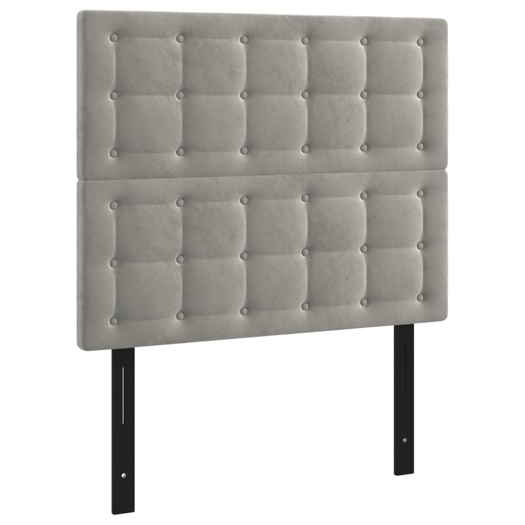 Vidaxl Velvet Headboards, Set Of 2, Light Gray, 39.4&quot;X2&quot;X30.7&quot;/34.6&quot;, Classic Style, Engineered Wood And Solid Larch Wood