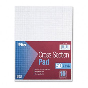 Tops Cross Section Pads Pad,Cross,Sec,10Sq,8.5X11 Rc-33 Rbl (Pack Of20)