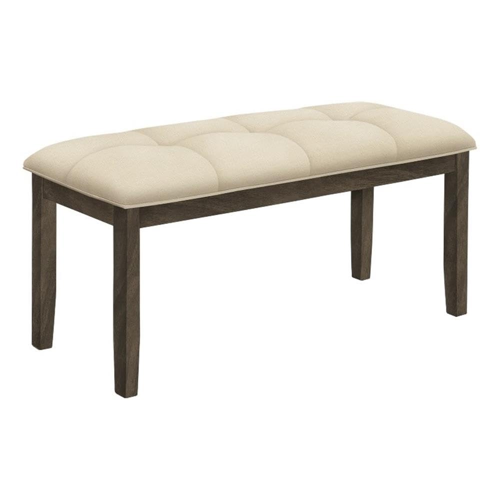 Monarch Specialties 1377 Bench, 44' Rectangular, Dining Room, Entryway, Kitchen, Hallway, Upholstered, Cream Fabric, Grey Solid Wood, Transitional Bench-44 Seat, 44.5' L x 16.25' W x 20' H