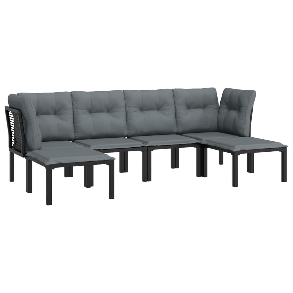 vidaXL 7-Piece Patio Lounge Set - Weather-Resistant Poly Rattan with Powder-Coated Steel Frame - Includes Corner Chairs, Single Chairs and Footstools - Suitable for Garden, Patio, and Outdoor Spaces