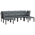 vidaXL 7 Piece Black and Gray Patio Lounge Set - Weather-Resistant Poly Rattan/PE Rattan - Powder-Coated Steel Frame - Versatile Modular Design - Comfortable with Padded Cushions and a Handy Footstool