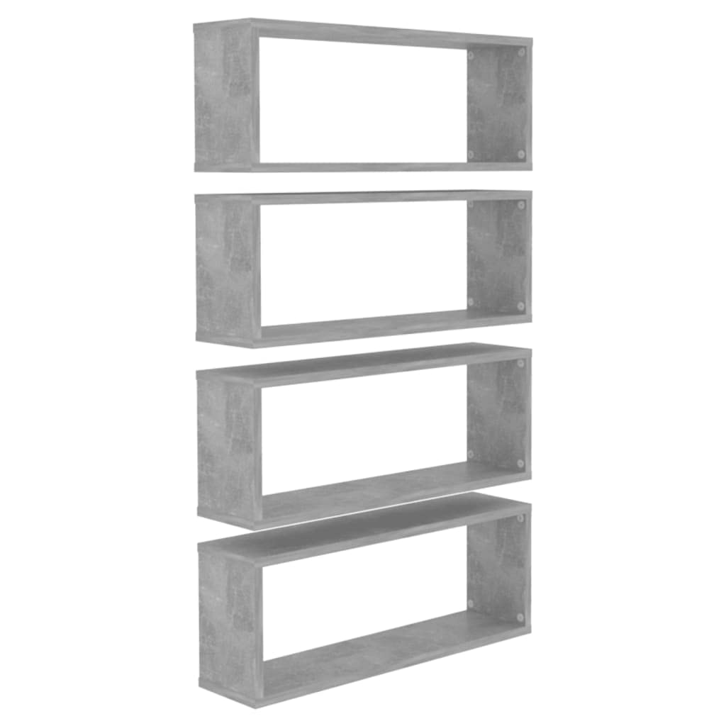 vidaXL Wall Cube Shelves 4 pcs Concrete Gray 23.6&quot;x5.9&quot;x9.1&quot; Engineered Wood