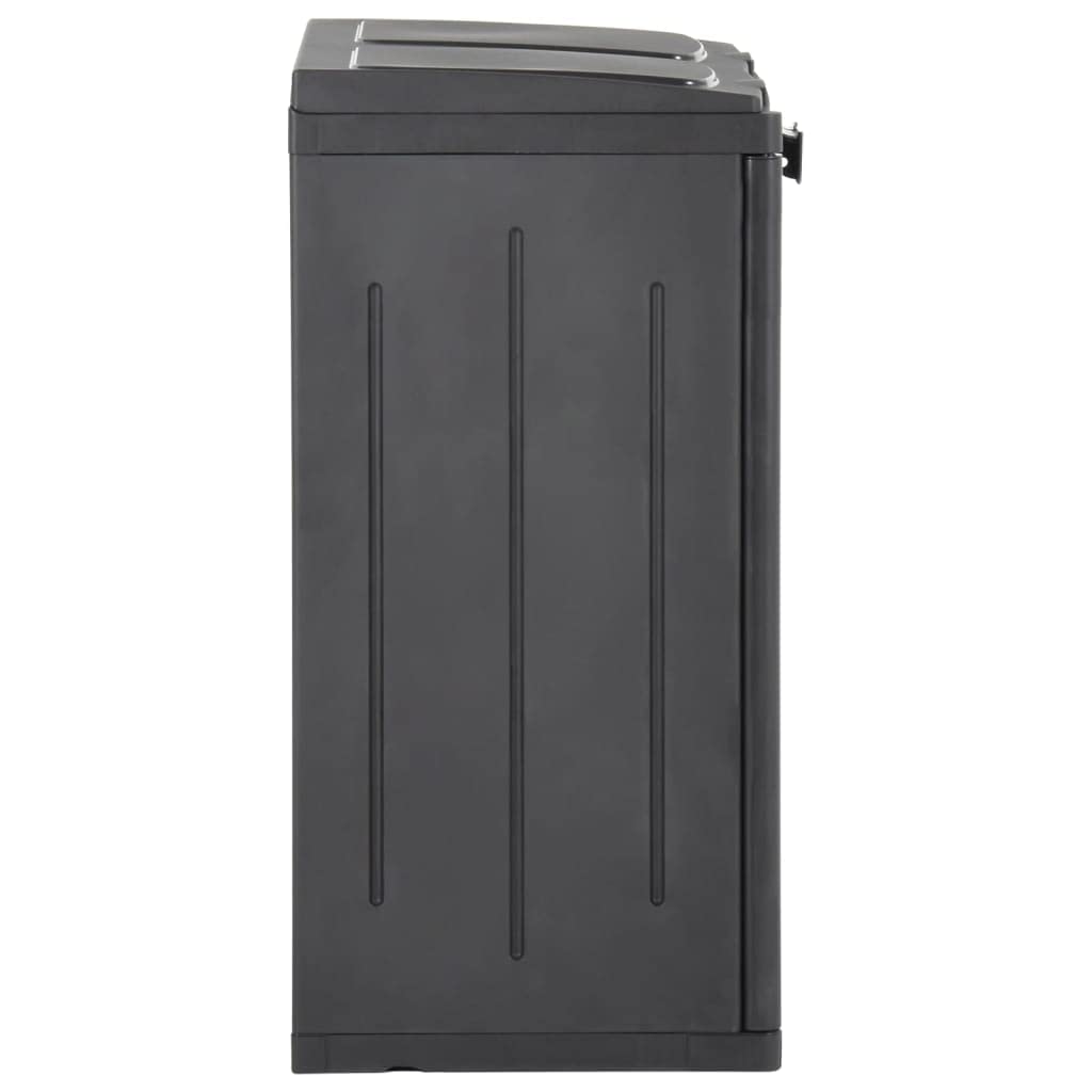 Vidaxl 100% Polypropylene Trash Bin With 2 Doors And 3 Bag Holders - Black, 25.6"X17.7"X34.6" – Lightweight, Weather-Resistant And Uv-Resistant With Rattan Look, Ideal For Functional Waste Separation