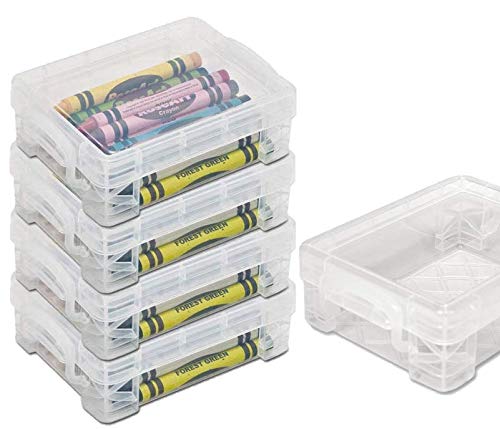 1Intheoffice Crayon Box, Stackable Clear (4 Pack.)