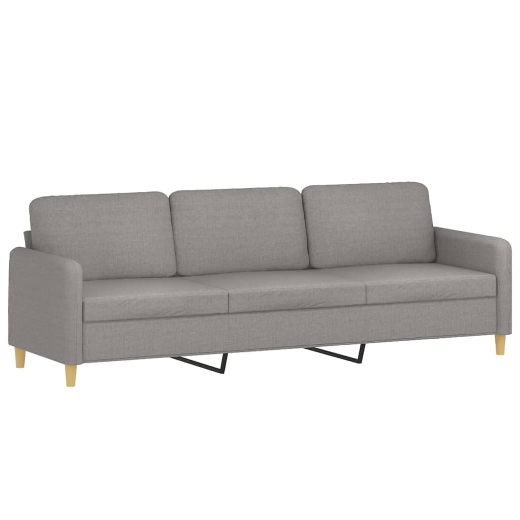 Vidaxl Modern 3-Seater Sofa In Light Gray Fabric With Metal And Plywood Frame For Living Room, Easy Assembly, Comfortable Foam Filling