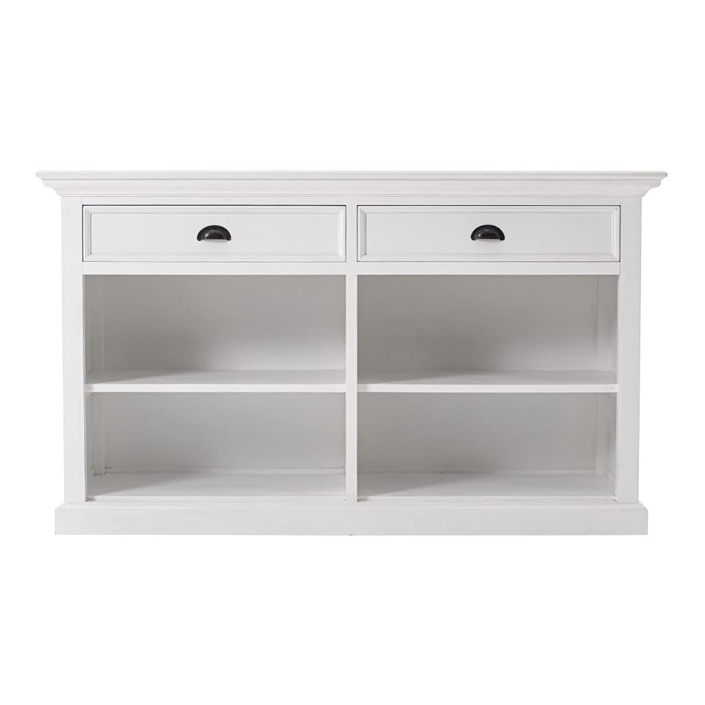 HomeRoots Mahogany, Medium-Density Fibreboard (MDF) Modern Farm White Two Drawer Buffet Server