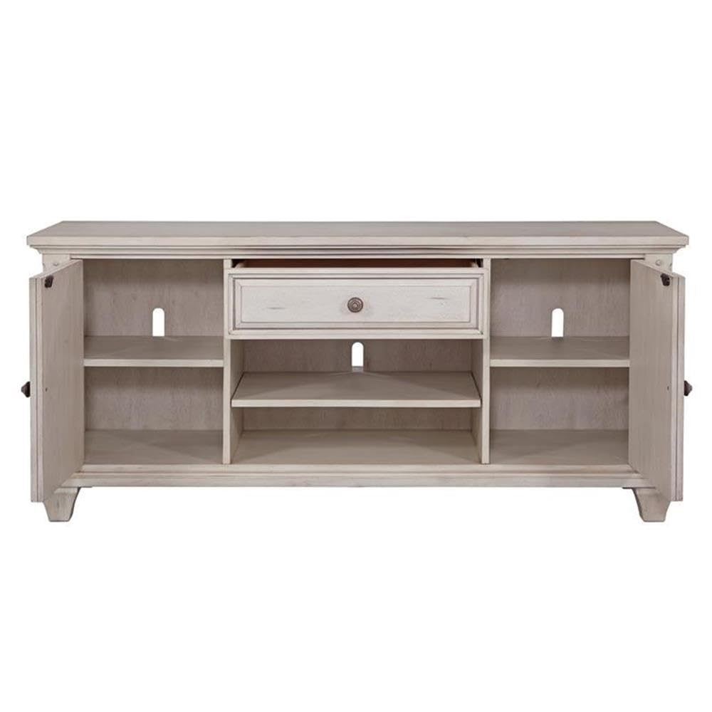 American Woodcrafters Sedona Off White Vintage Style 66-Inch Wood Tv Console