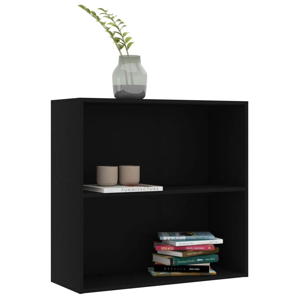 vidaXL 2-Tier Book Cabinet Black 31.5&quot;x11.8&quot;x30.1&quot; Chipboard