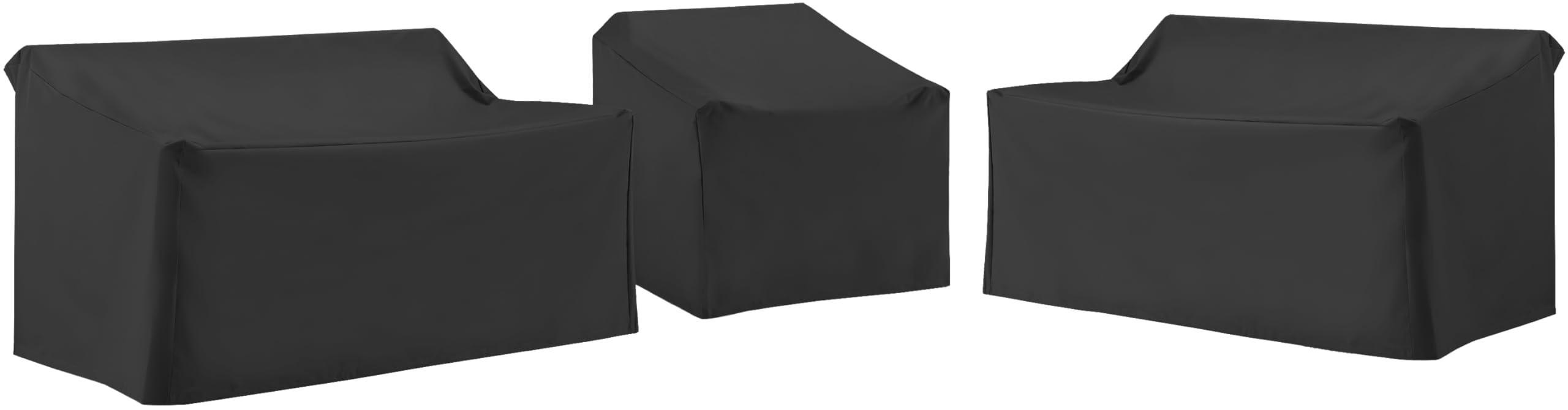 Crosley Furniture Patio Furniture Covers, Waterproof 3-Piece Cover Set For Outdoor Sectional Sofa Sets, Black
