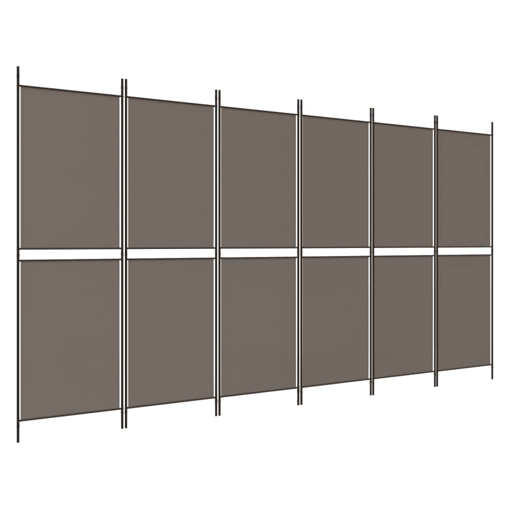 vidaXL 6-Panel Room Divider, Anthracite - 118.1''x78.7'', Fabric and Iron Construction, Foldable Design for Easy Storage, Ideal 