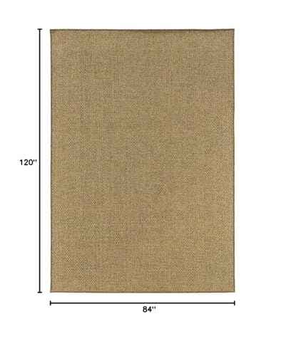 7X10 Solid Tan Indoor Outdoor Area Rug
