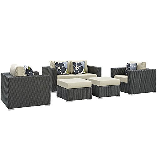 Modway Zephyr 5 Piece Outdoor Patio Sunbrella Sectional Set Wl-02637-Mw