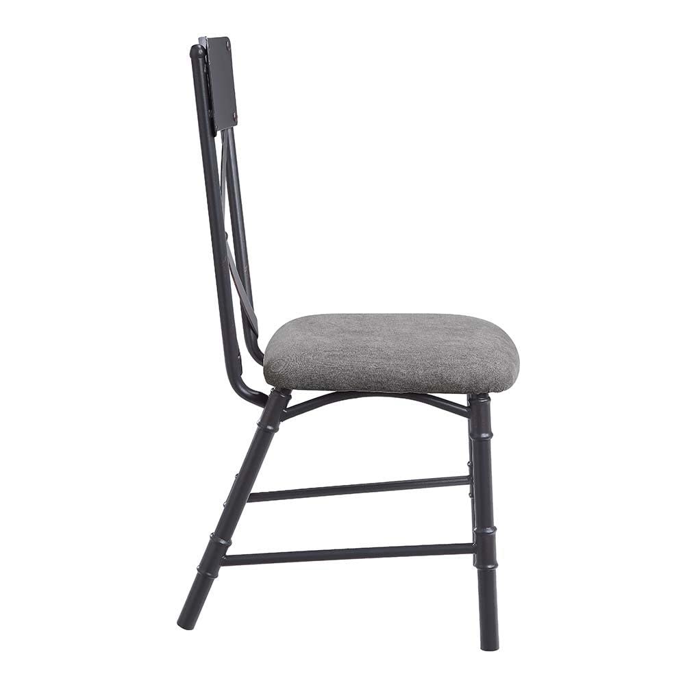 ACME Set of 2 Side Chair in Gray and Sandy Black Finish