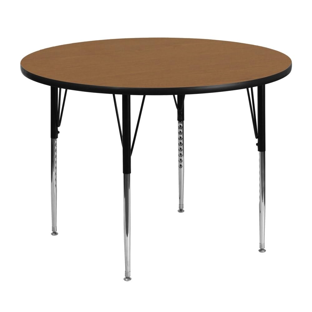 Flash Furniture Wren 48'' Round Oak Thermal Laminate Activity Table - Standard Height Adjustable Legs