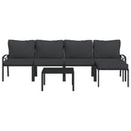 vidaXL 6 Piece Patio Lounge Set with Gray Cushions Steel