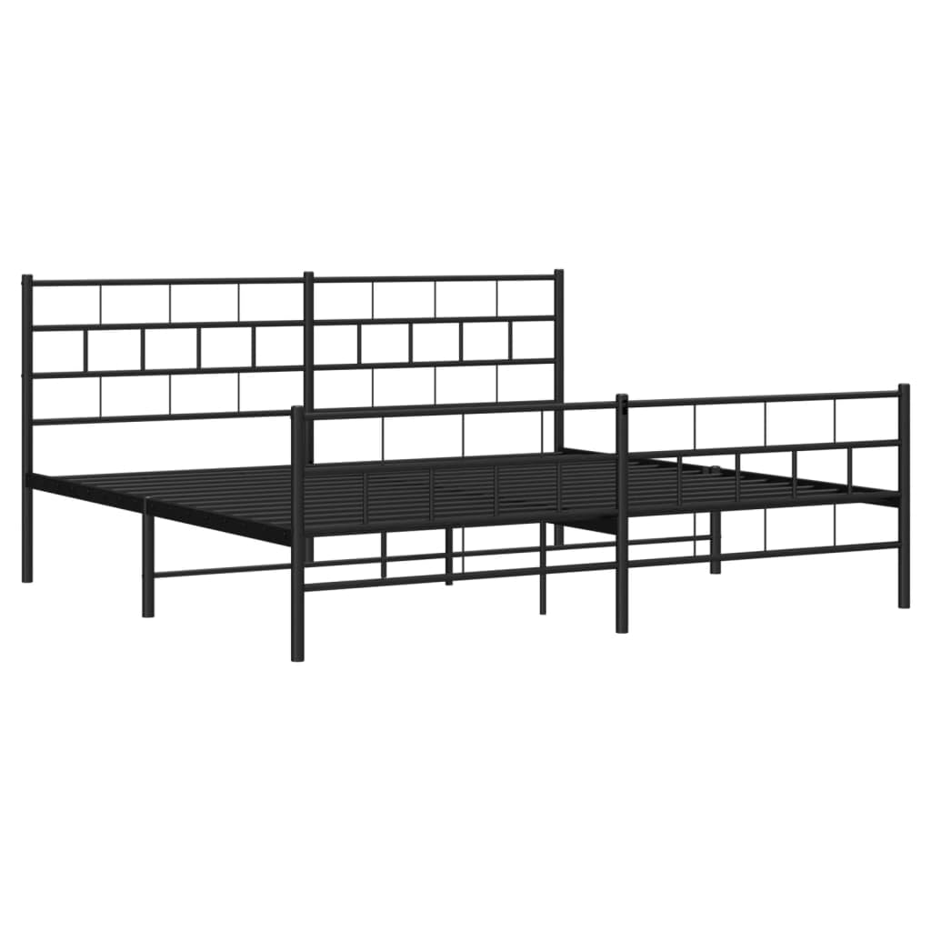 vidaXL 12-Inch Black Metal King Bed Frame with Headboard & Footboard, Heavy-Duty Slats Support with Under-Bed Storage for Modern Bedroom, No Box Spring Needed & Easy Assembly, No Mattress
