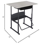 Safco Products AlphaBetter Adjustable-Height Desk, 36" W x 24" D Standard Desktop, Book Box, Swinging Footrest Bar