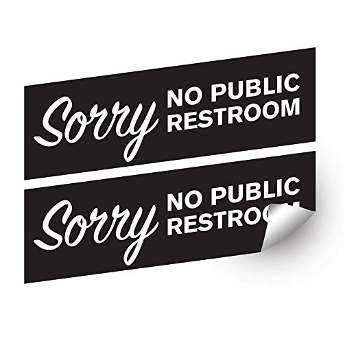 2 Pack Of No Public Restroom Signs Window Sticker, 2.75    X 8.5    White And Black Self Adhesive Peel And Stick Bathroom Decal