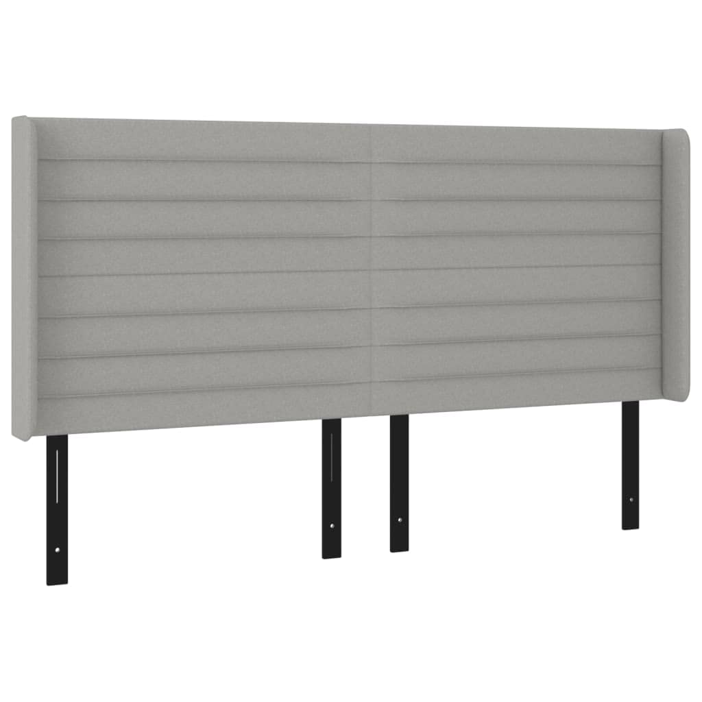 Vidaxl Led Headboard Home Indoor Bedroom Bed Accessory Upholstered Bed Header Furniture With Led Light Gray 64.2"X6.3"X46.5"/50.4" Fabric