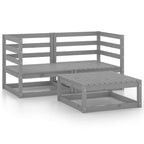 vidaXL Solid Pinewood Patio Lounge Set 3 Piece Garden Outdoor Lawn Yard Terrace Balcony Wooden Seat Seating Sitting Chair Sofa Furniture Gray