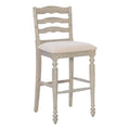 Linon Marino Wood 30 Bar Stool with Padded Seat & Ladder Back in Antique White