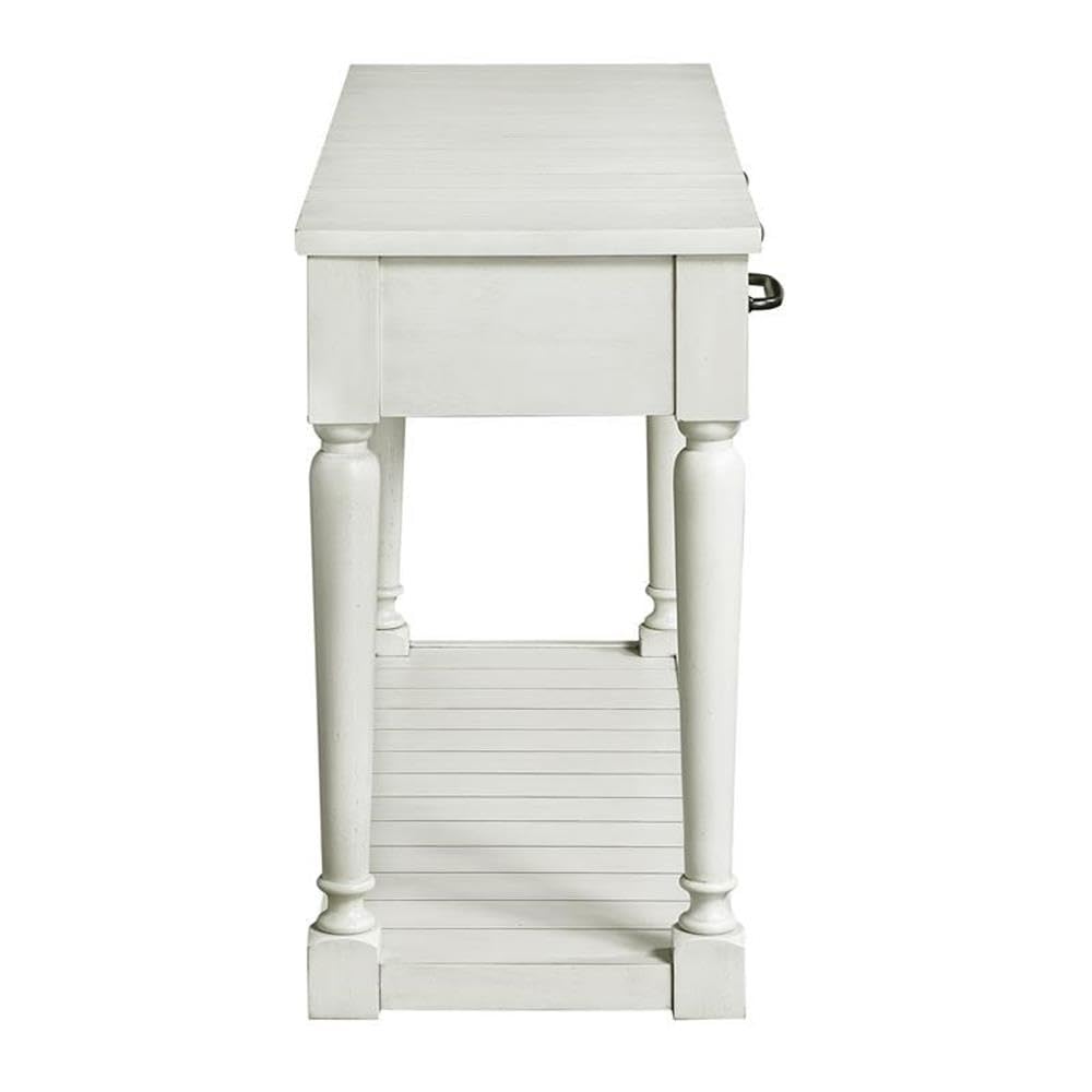 Steve Silver Hemingway Cottage Styling, Alabaster Finish, Working Drawer, Farmhouse Design, Ebony Metal Hardware Sofa Table, 50 x 17 x 30