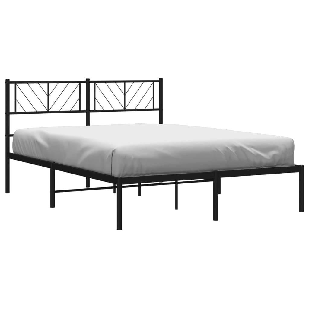 vidaXL - Black Steel Metal Bed Frame with Headboard - Sturdy Construction with Extra Under-Bed Storage - Ideal for Modern Bedroom Décor