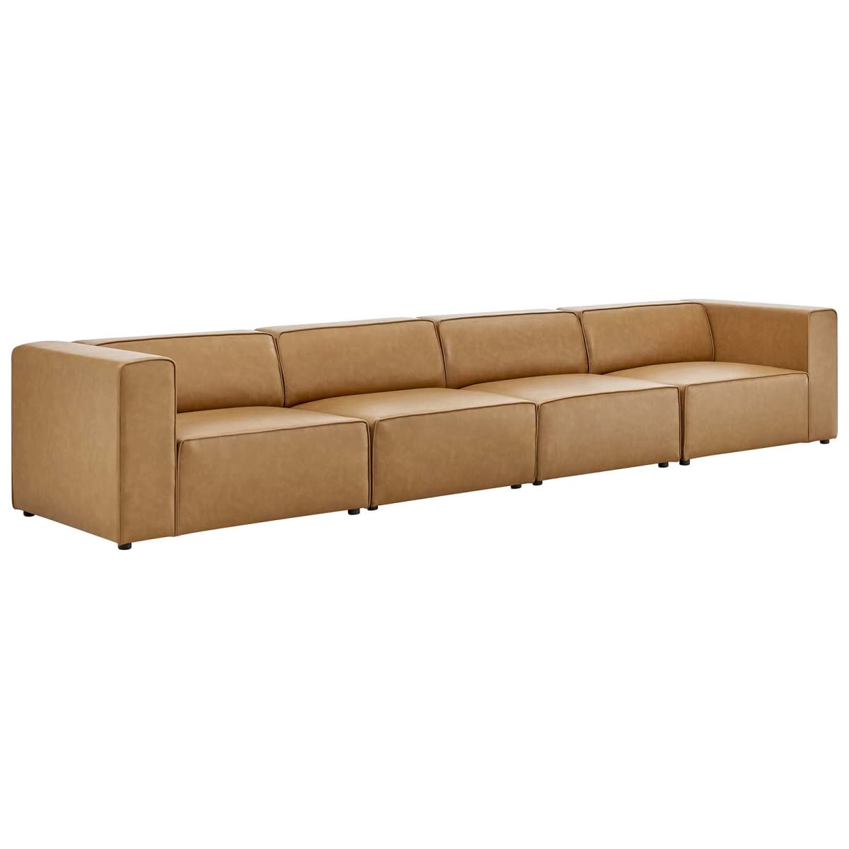 Modway Furniture Eei-4793-Tan 27 X 37 X 43.5 In. Mingle Vegan Leather Sectional Sofa Tan - 4 Piece
