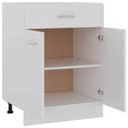 vidaXL Bottom Kitchen Cabinet with Drawer and Two Shelves - Engineered Wood Construction - White Finish - 23.6"x18.1"x32.1"