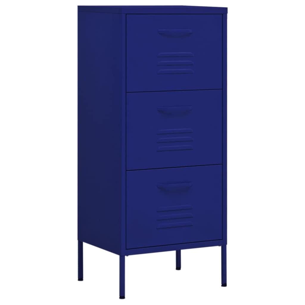 vidaXL Navy Blue Storage Cabinet - 16.7&quot;x13.8&quot;x40&quot; - Steel Material - Extendable Drawers - Industrial Style - Adjustable Levellers