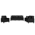 vidaXL Modern Black Faux Leather 3 Piece Sofa Set - Complete with Comfortable Seats, Armrests and Cushions - Perfect for Living Room, Lounge or Office