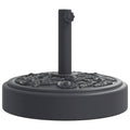 vidaXL Parasol Base Black Round 55.1 lb - Suitable for 1.5"/1.9" Poles - PE/Concrete - 17.7" Diameter, Floral Pattern