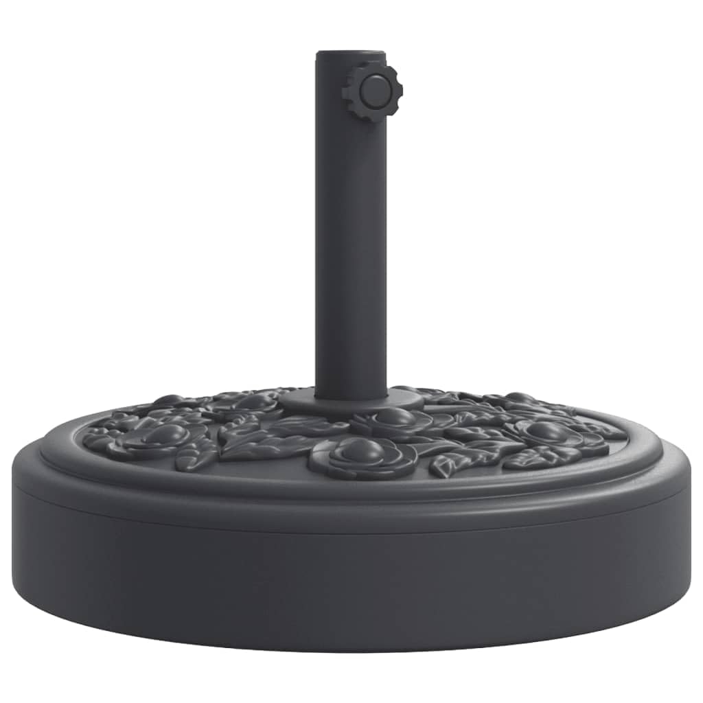 vidaXL Parasol Base Black Round 55.1 lb - Suitable for 1.5"/1.9" Poles - PE/Concrete - 17.7" Diameter, Floral Pattern
