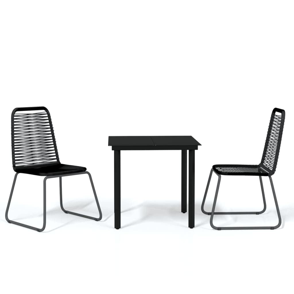 vidaXL 5-Piece Outdoor Patio Dining Set - Water-Resistant PE Rattan Chairs and Glass Top Table - Black