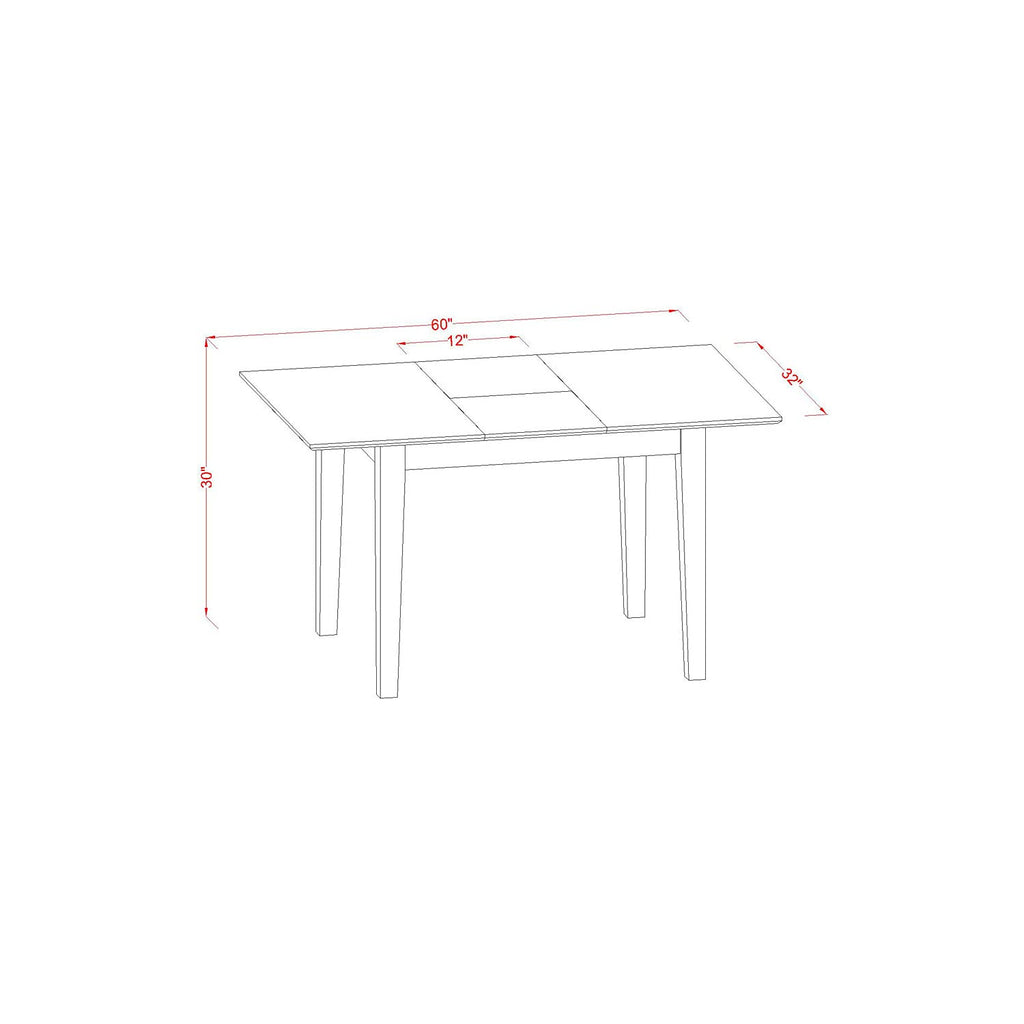 East West Furniture Pspo5-Sbr-W 5 Pc Kitchen Table Set Table With Leaf And 4 Kitchen Chairs