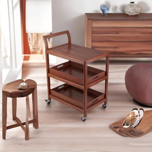 Ergode Albert Entertainment Cart: Versatile, Elegant Walnut Finish, Removable Trays