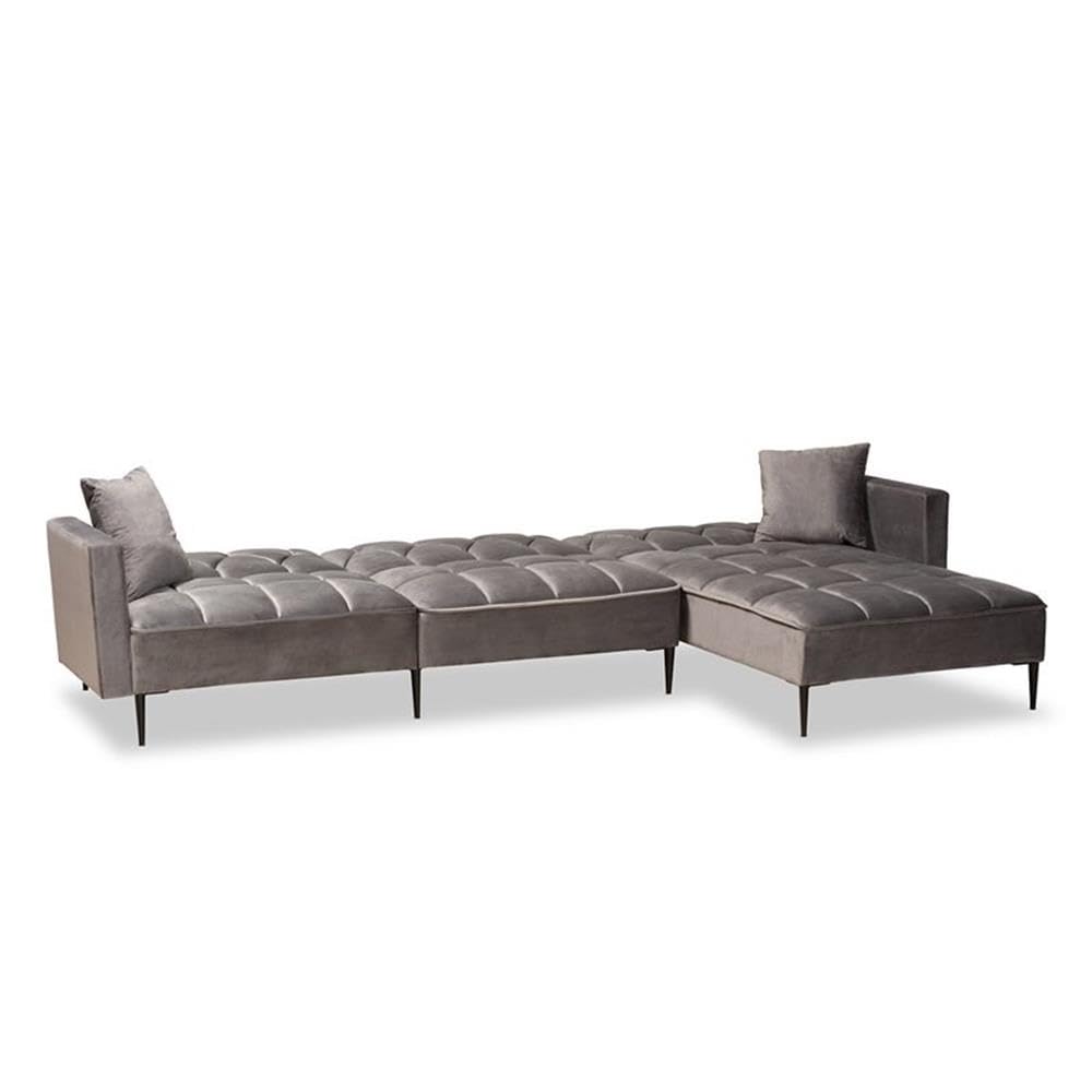 Baxton Studio Galena Black Finished Sectional Sofa with Right Facing Chaise