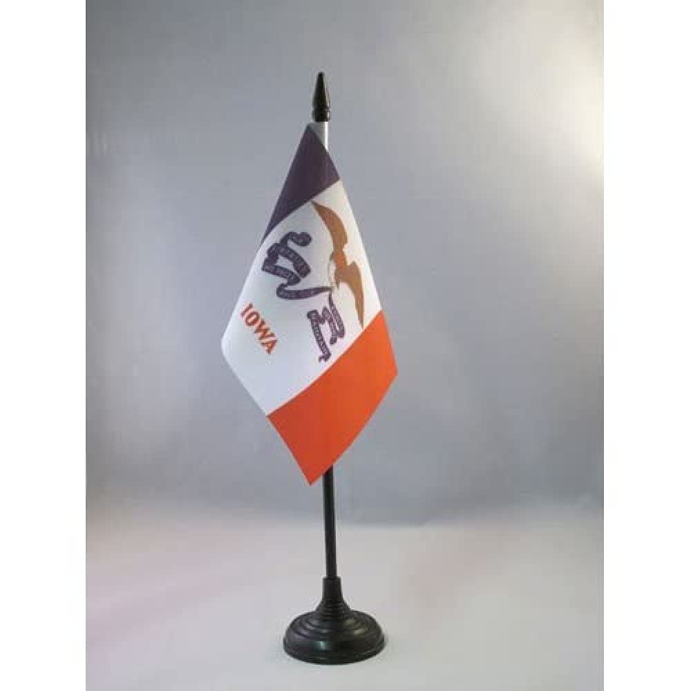 Iowa Table Flag 4' X 6' - Us State Of Iowa Desk Flag 15 X 10 Cm - Black Plastic Stick And Base - Az Flag