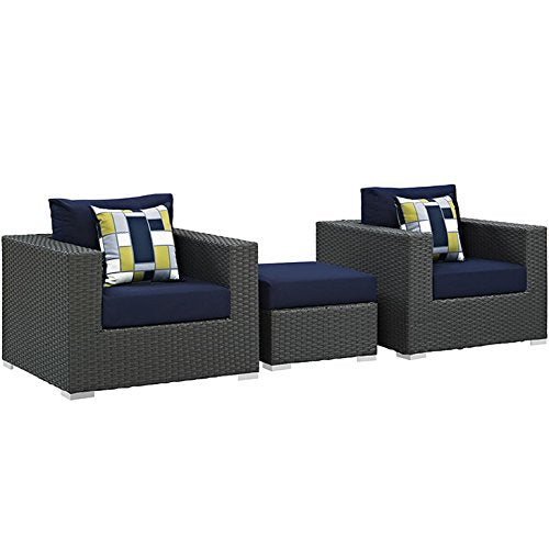 Sojourn 3 Piece Outdoor Patio Sunbrella Sectional Set