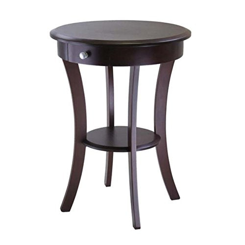 Ergode Deluxe Wood Sasha Accent Table | Sleek Curved Design | Ample Storage | Black Finish | Multiple Finishes Available | Assembly Hardware Included | 20" W x 20" D x 27" H (40627-VV)