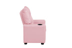 Lilola Home Perline 23" W Pink PVC Fabric Kids Recliner Chair with Cupholder