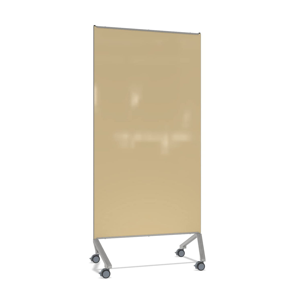 Ghent Pointe Non-Magnetic Mobile Glassboard, Beige Painted Glass W/ Silver Frame, 77&Quot; H X 36&Quot; W