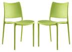 Modway Hipster Contemporary Modern Molded Plastic Stacking Two Dining Chairs in Green