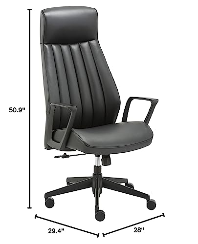 Lorell LYS High-Back Bonded Black Leather Chair