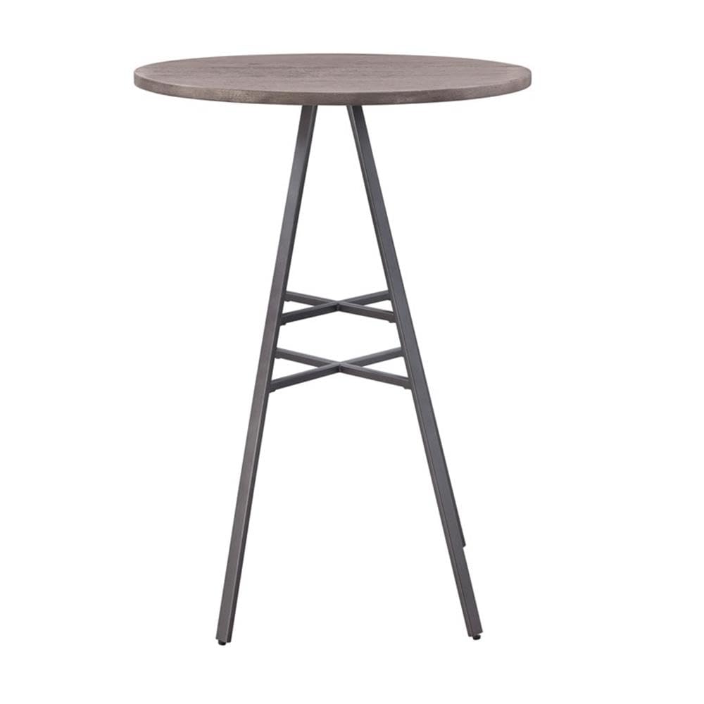 American Woodcrafters Chesson Gray Metal and Wood 42&quot; High Round Pub Table