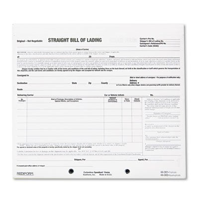 Rediform Products - Rediform - Bill Of Lading Short Form, 8-1/2 X 7, 3-Part Carbonless, 250 Forms - Sold As 1 Pack - Provides Ac