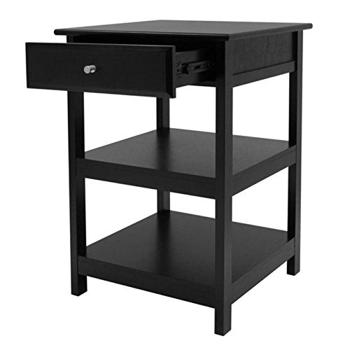 Ergode Wood Delta Printer Stand - Stylish & Practical Home Office Stand with Drawer & Shelves - Black Composite Wood - Easy Assembly - 20.8' W x 20.2' D x 30.7' H
