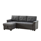 Lilola Home Sierra Dark Gray Linen Reversible Sleeper Sectional Sofa with Storage Chaise